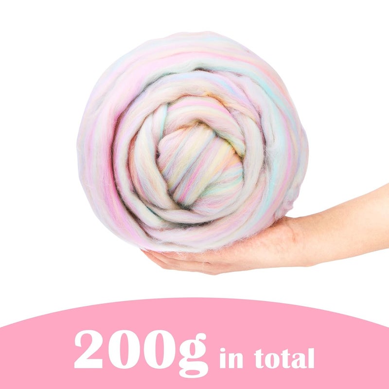 Yizzvb Wool Roving 7.02oz Colored Natural Needle Felting Wool Bulk for Spinning, Arm Knitting Blanket, Wet Felting, handcrafts, Yarn Roving for DIY Craft Materials - Image 2